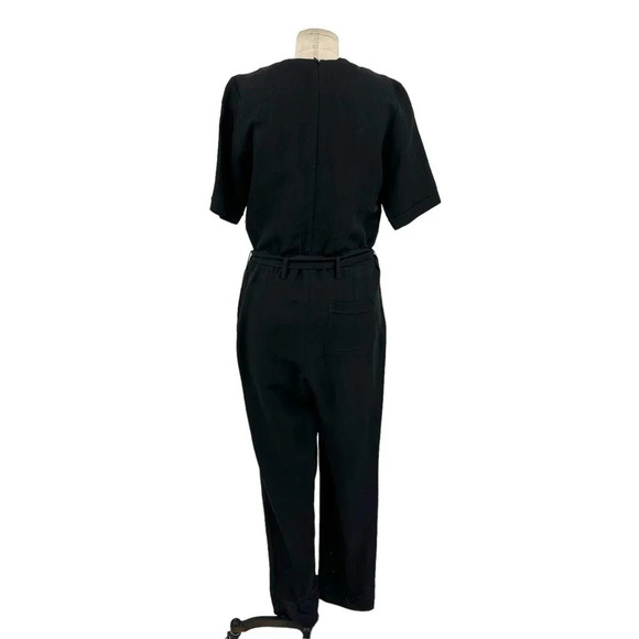 APC A.P.C Jumpsuit Coverall Short Sleeve Tie Belted Linen Blend Black Size XS - Picture 7 of 12